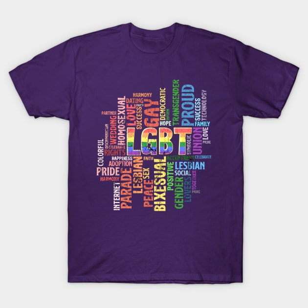 LGBTQ Awareness Word Cloud Pride Equality Gift T-Shirt by creative